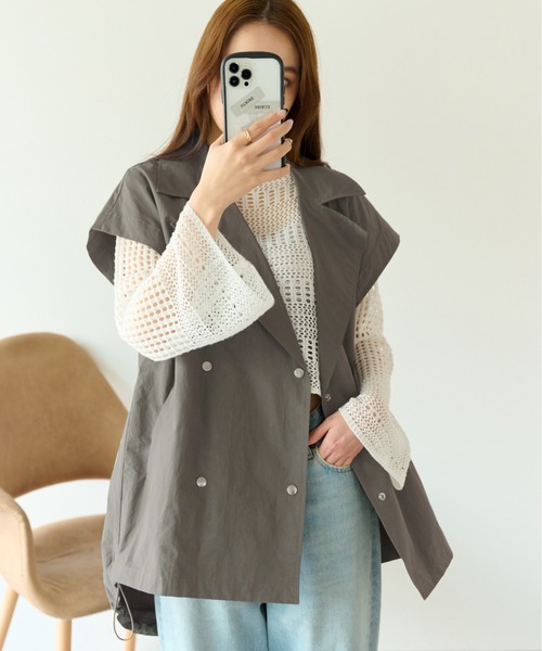 ECRIRE(エクリール)の「旬な装い。ナイロンブレンドオーバーサイズベスト(ミリタリージャケット・レディース・カーキ/ブラック/グレー/オリーブ/ブラウン・M)」の20枚目の写真