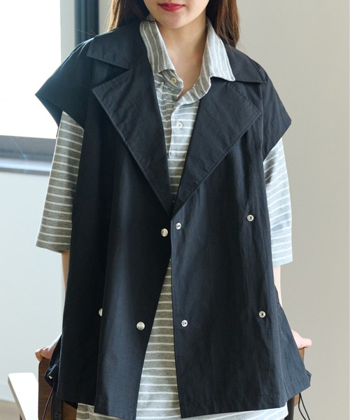 ECRIRE(エクリール)の「旬な装い。ナイロンブレンドオーバーサイズベスト(ミリタリージャケット・レディース・カーキ/ブラック/グレー/オリーブ/ブラウン・M)」の17枚目の写真