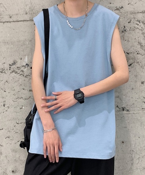 MGV（エムジーヴィー）の「ルーズシルエットノースリーブ（タンクトップ・メンズ・ブラック/ホワイト/ダークグレー/グリーン/ライトブルー/ピンク・LARGE/MEDIUM/X-LARGE）」の19枚目の写真