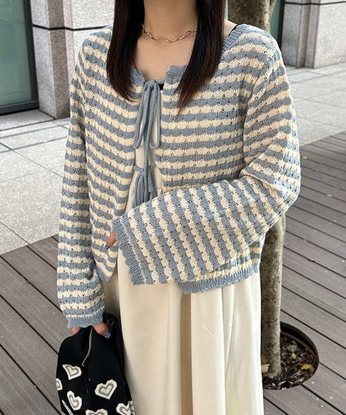 kutir（クティール）の「2wayリボンカーディガン（カーディガン/ボレロ・レディース・グリーン系その他/ブルー系その他/ブラック/オフホワイト・FREE）」の4枚目の写真