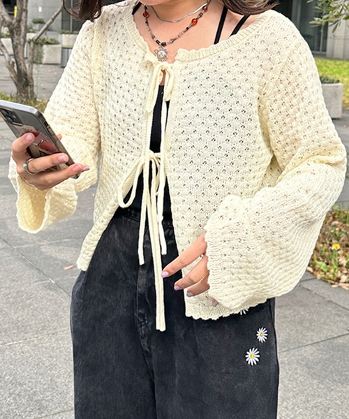 kutir（クティール）の「2wayリボンカーディガン（カーディガン/ボレロ・レディース・グリーン系その他/ブルー系その他/ブラック/オフホワイト・FREE）」の2枚目の写真