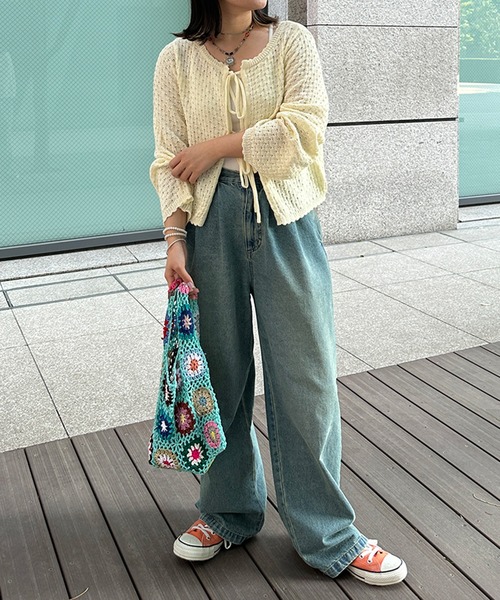 kutir（クティール）の「2wayリボンカーディガン（カーディガン/ボレロ・レディース・グリーン系その他/ブルー系その他/ブラック/オフホワイト・FREE）」の15枚目の写真