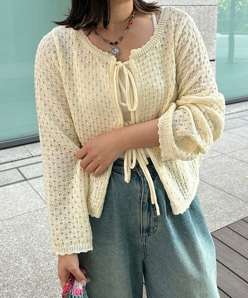 kutir（クティール）の「2wayリボンカーディガン（カーディガン/ボレロ・レディース・グリーン系その他/ブルー系その他/ブラック/オフホワイト・FREE）」の12枚目の写真