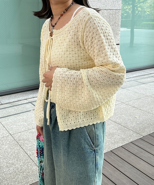 kutir（クティール）の「2wayリボンカーディガン（カーディガン/ボレロ・レディース・グリーン系その他/ブルー系その他/ブラック/オフホワイト・FREE）」の13枚目の写真