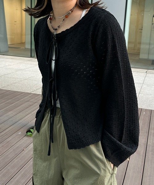 kutir（クティール）の「2wayリボンカーディガン（カーディガン/ボレロ・レディース・グリーン系その他/ブルー系その他/ブラック/オフホワイト・FREE）」の21枚目の写真