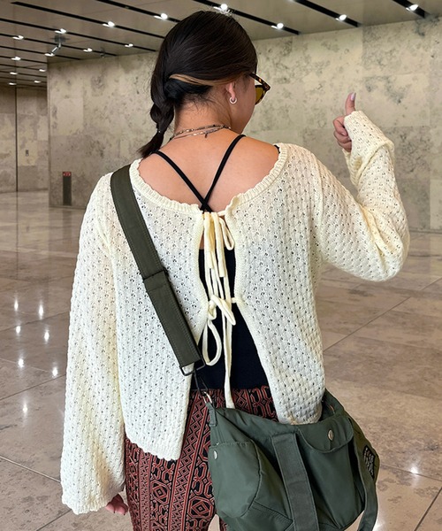 kutir（クティール）の「2wayリボンカーディガン（カーディガン/ボレロ・レディース・グリーン系その他/ブルー系その他/ブラック/オフホワイト・FREE）」の18枚目の写真