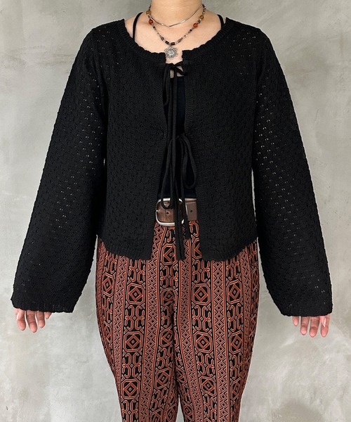 kutir（クティール）の「2wayリボンカーディガン（カーディガン/ボレロ・レディース・グリーン系その他/ブルー系その他/ブラック/オフホワイト・FREE）」の5枚目の写真