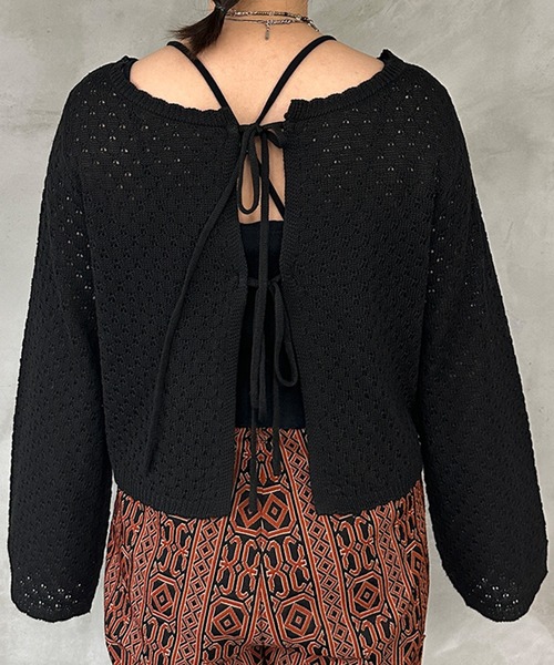 kutir（クティール）の「2wayリボンカーディガン（カーディガン/ボレロ・レディース・グリーン系その他/ブルー系その他/ブラック/オフホワイト・FREE）」の9枚目の写真