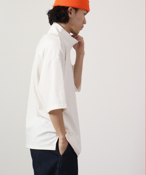 SUGGESTION(サジェッション)の「SUGGESTION ハーフジップスタンドポンチ半袖シャツ(Tシャツ/カットソー・メンズ・ブラック/ホワイト/チャコール・L/M)」の7枚目の写真