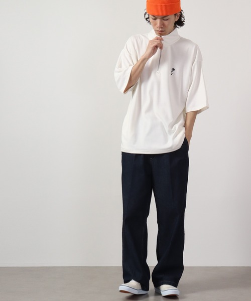 SUGGESTION(サジェッション)の「SUGGESTION ハーフジップスタンドポンチ半袖シャツ(Tシャツ/カットソー・メンズ・ブラック/ホワイト/チャコール・L/M)」の10枚目の写真