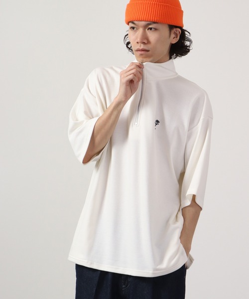 SUGGESTION(サジェッション)の「SUGGESTION ハーフジップスタンドポンチ半袖シャツ(Tシャツ/カットソー・メンズ・ブラック/ホワイト/チャコール・L/M)」の5枚目の写真