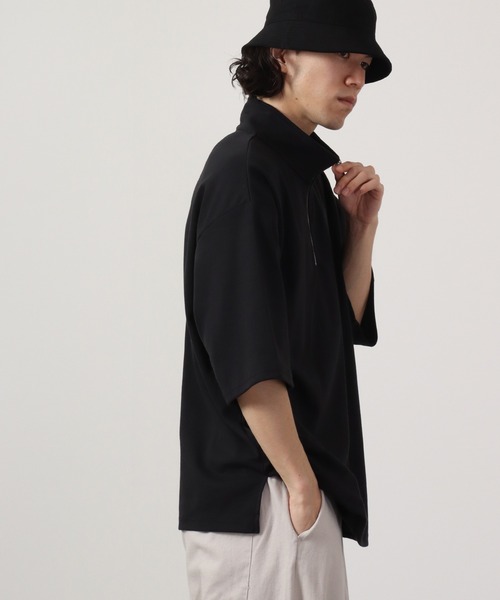 SUGGESTION(サジェッション)の「SUGGESTION ハーフジップスタンドポンチ半袖シャツ(Tシャツ/カットソー・メンズ・ブラック/ホワイト/チャコール・L/M)」の13枚目の写真