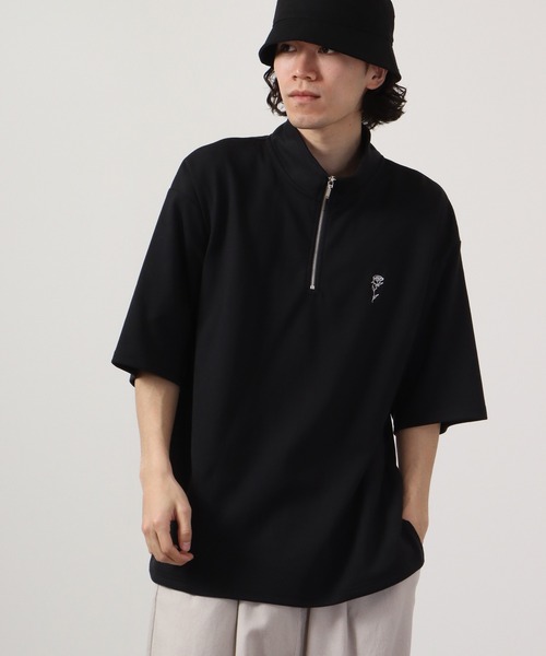 SUGGESTION(サジェッション)の「SUGGESTION ハーフジップスタンドポンチ半袖シャツ(Tシャツ/カットソー・メンズ・ブラック/ホワイト/チャコール・L/M)」の11枚目の写真