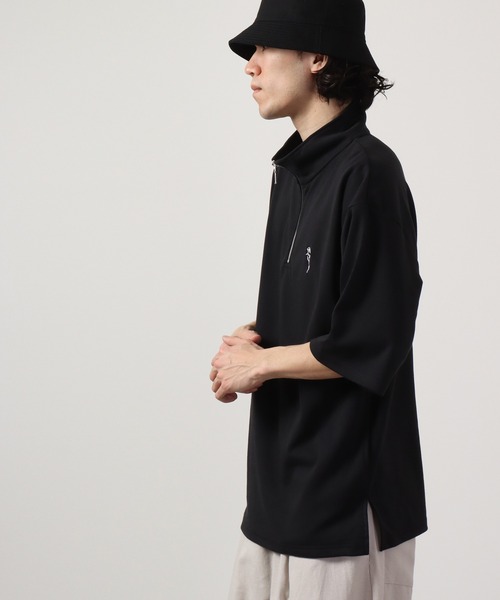 SUGGESTION(サジェッション)の「SUGGESTION ハーフジップスタンドポンチ半袖シャツ(Tシャツ/カットソー・メンズ・ブラック/ホワイト/チャコール・L/M)」の14枚目の写真