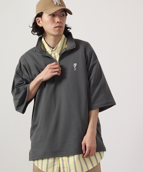 SUGGESTION(サジェッション)の「SUGGESTION ハーフジップスタンドポンチ半袖シャツ(Tシャツ/カットソー・メンズ・ブラック/ホワイト/チャコール・L/M)」の18枚目の写真