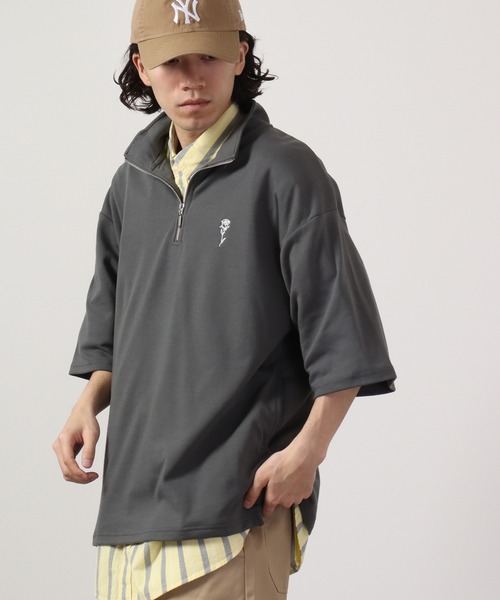 SUGGESTION(サジェッション)の「SUGGESTION ハーフジップスタンドポンチ半袖シャツ(Tシャツ/カットソー・メンズ・ブラック/ホワイト/チャコール・L/M)」の19枚目の写真