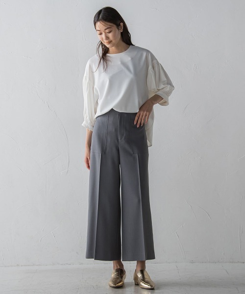 MAYSON GREY(メイソングレイ)の「ベイカーワイドクロップドパンツ(スラックス・レディース・チャコールグレー/ブラウン/レッド・SS/S/M/L)」の5枚目の写真