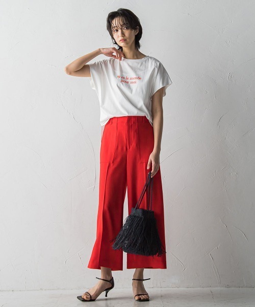MAYSON GREY(メイソングレイ)の「ベイカーワイドクロップドパンツ(スラックス・レディース・チャコールグレー/ブラウン/レッド・SS/S/M/L)」の16枚目の写真