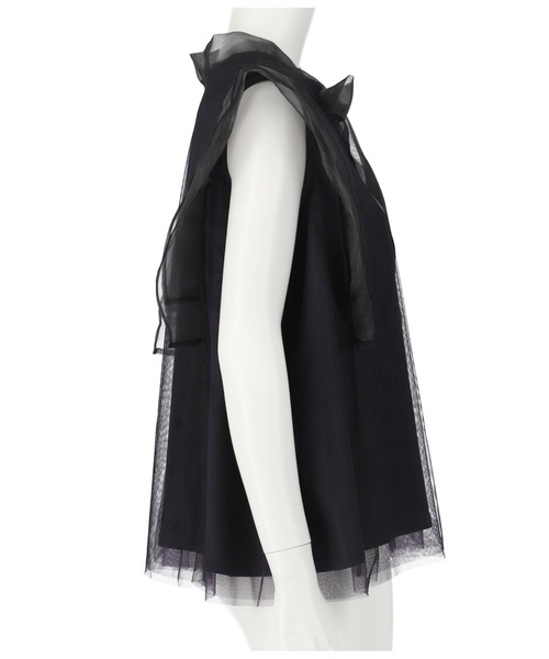 LATINA（ラティーナ）の「チュール×オーガンジーフレアトップスカットソー（Tシャツ/カットソー・レディース・ブラック×ブルー・FREE）」の6枚目の写真