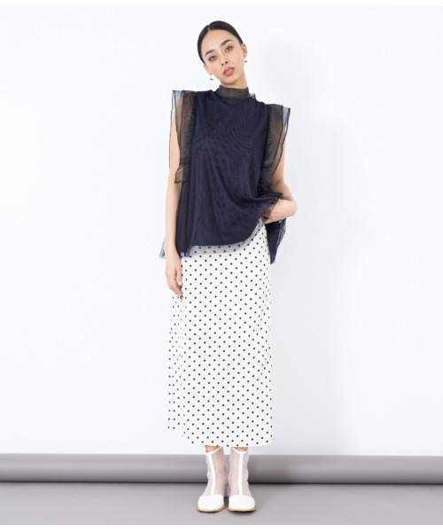 LATINA（ラティーナ）の「チュール×オーガンジーフレアトップスカットソー（Tシャツ/カットソー・レディース・ブラック×ブルー・FREE）」の9枚目の写真