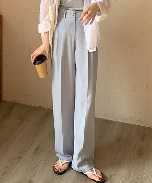 DAY CLOSET（デイ クローゼット）の「レディース きれいめストレートセンタープレスパンツ（スラックス・レディース・ブルー系その他/ブラック/スモークピンク・S/M/L）」の3枚目の写真