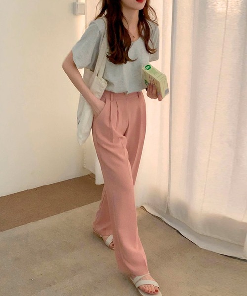 DAY CLOSET（デイ クローゼット）の「レディース きれいめストレートセンタープレスパンツ（スラックス・レディース・ブルー系その他/ブラック/スモークピンク・S/M/L）」の16枚目の写真