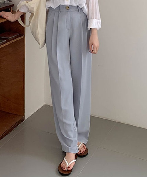 DAY CLOSET（デイ クローゼット）の「レディース きれいめストレートセンタープレスパンツ（スラックス・レディース・ブルー系その他/ブラック/スモークピンク・S/M/L）」の8枚目の写真