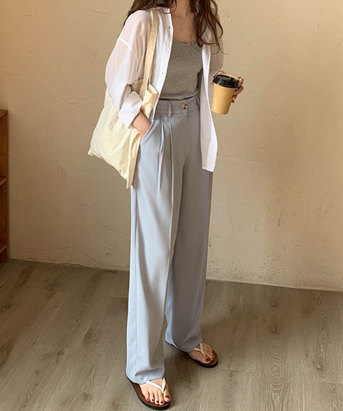 DAY CLOSET（デイ クローゼット）の「レディース きれいめストレートセンタープレスパンツ（スラックス・レディース・ブルー系その他/ブラック/スモークピンク・S/M/L）」の12枚目の写真