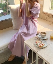 ランタンボリュームスリーブロングワンピース