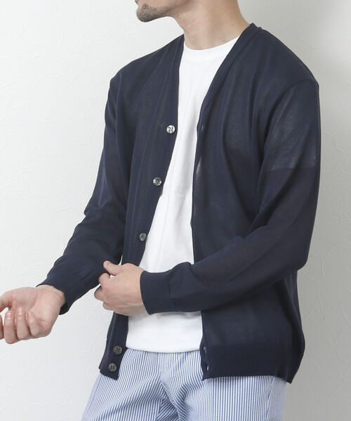 NOLLEY'S goodman（ノーリーズグッドマン）の「吸水速乾サランP Vネックカーディガン（※半袖Ｔシャツ付き）（カーディガン/ボレロ・メンズ・ネイビー/ライトグレー/チャコールグレー/オリーブ・L/M）」の4枚目の写真