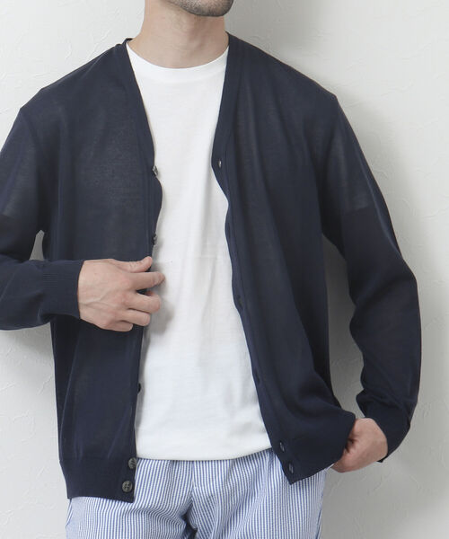 NOLLEY'S goodman（ノーリーズグッドマン）の「吸水速乾サランP Vネックカーディガン（※半袖Ｔシャツ付き）（カーディガン/ボレロ・メンズ・ネイビー/ライトグレー/チャコールグレー/オリーブ・L/M）」の8枚目の写真