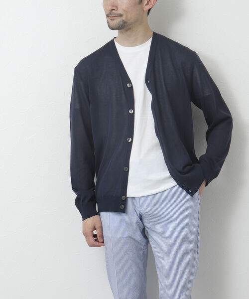 NOLLEY'S goodman（ノーリーズグッドマン）の「吸水速乾サランP Vネックカーディガン（※半袖Ｔシャツ付き）（カーディガン/ボレロ・メンズ・ネイビー/ライトグレー/チャコールグレー/オリーブ・L/M）」の5枚目の写真