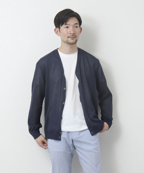 NOLLEY'S goodman（ノーリーズグッドマン）の「吸水速乾サランP Vネックカーディガン（※半袖Ｔシャツ付き）（カーディガン/ボレロ・メンズ・ネイビー/ライトグレー/チャコールグレー/オリーブ・L/M）」の7枚目の写真