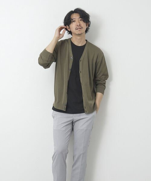 NOLLEY'S goodman（ノーリーズグッドマン）の「吸水速乾サランP Vネックカーディガン（※半袖Ｔシャツ付き）（カーディガン/ボレロ・メンズ・ネイビー/ライトグレー/チャコールグレー/オリーブ・L/M）」の18枚目の写真