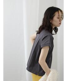 Samansa Mos2 blue | 【USAコットン】フレンチスリーブTシャツ(ニット/セーター)