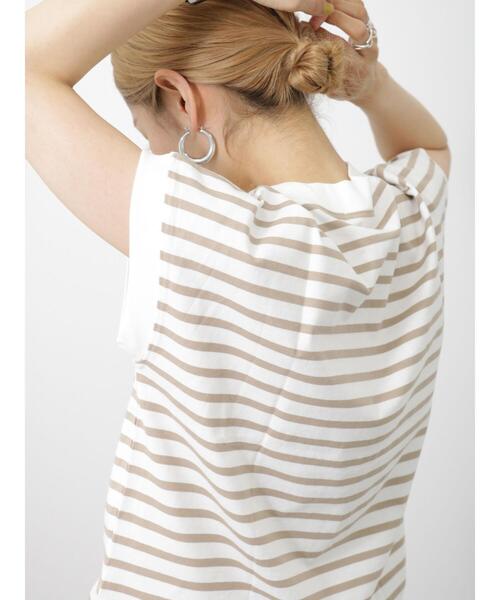 Samansa Mos2 blue（サマンサモスモスブルー）の「【USAコットン】フレンチスリーブTシャツ（ニット/セーター・レディース・グリーン/オフホワイト/ネイビー/ベージュ/チャコールグレー・F）」の12枚目の写真