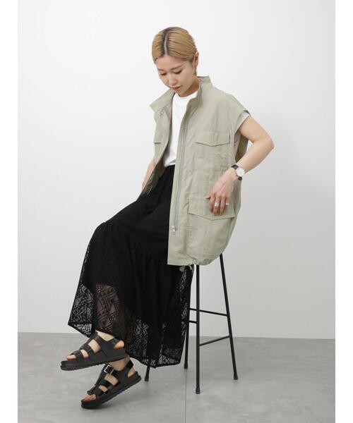 Samansa Mos2 blue（サマンサモスモスブルー）の「【USAコットン】フレンチスリーブTシャツ（ニット/セーター・レディース・グリーン/オフホワイト/ネイビー/ベージュ/チャコールグレー・F）」の13枚目の写真