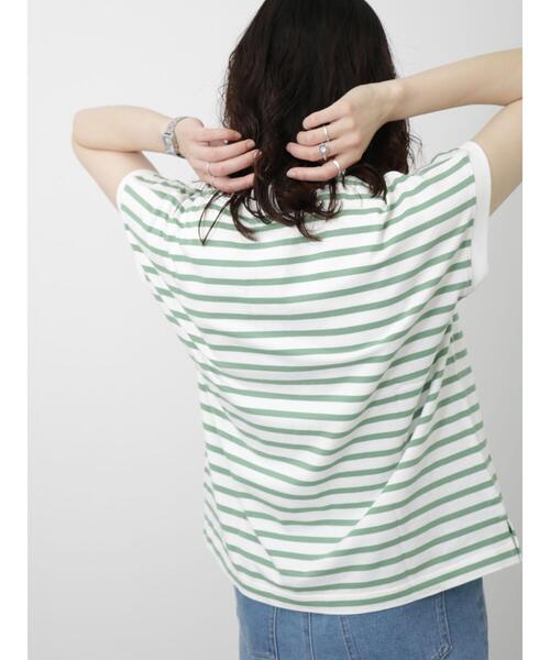 Samansa Mos2 blue（サマンサモスモスブルー）の「【USAコットン】フレンチスリーブTシャツ（ニット/セーター・レディース・グリーン/オフホワイト/ネイビー/ベージュ/チャコールグレー・F）」の18枚目の写真