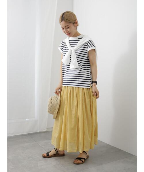 Samansa Mos2 blue（サマンサモスモスブルー）の「【USAコットン】フレンチスリーブTシャツ（ニット/セーター・レディース・グリーン/オフホワイト/ネイビー/ベージュ/チャコールグレー・F）」の20枚目の写真