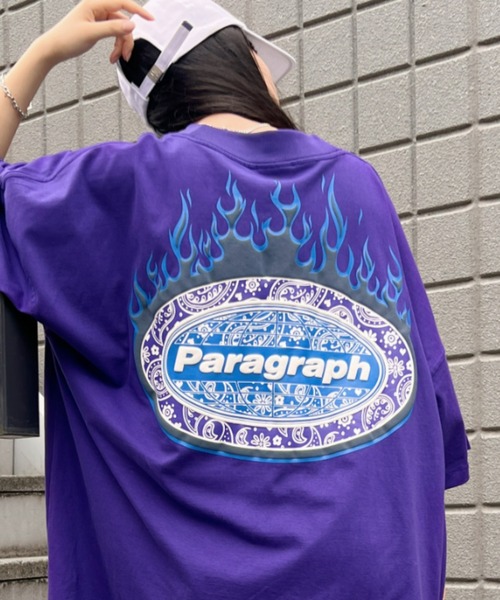 Paragraph(パラグラフ)の「Paragraph(パラグラフ)/Paisley Flame T-shirt/ファイヤーフレーム バンダナ ロゴ オーバーサイズ Tシャツ(Tシャツ/カットソー・レディース・グレー/ブラック/ホワイト/グリーン/パープル・FREE)」の5枚目の写真