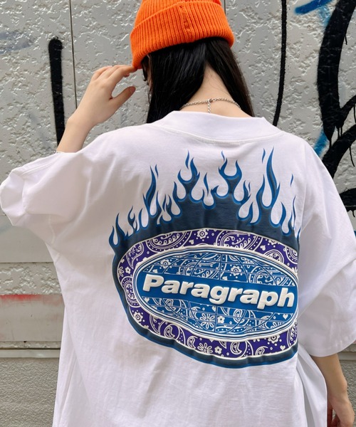 Paragraph(パラグラフ)の「Paragraph(パラグラフ)/Paisley Flame T-shirt/ファイヤーフレーム バンダナ ロゴ オーバーサイズ Tシャツ(Tシャツ/カットソー・レディース・グレー/ブラック/ホワイト/グリーン/パープル・FREE)」の2枚目の写真