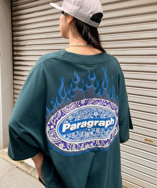 Paragraph(パラグラフ)の「Paragraph(パラグラフ)/Paisley Flame T-shirt/ファイヤーフレーム バンダナ ロゴ オーバーサイズ Tシャツ(Tシャツ/カットソー・レディース・グレー/ブラック/ホワイト/グリーン/パープル・FREE)」の4枚目の写真