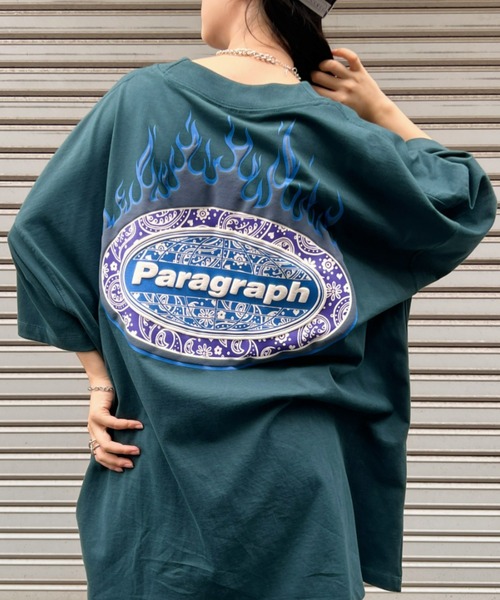 Paragraph(パラグラフ)の「Paragraph(パラグラフ)/Paisley Flame T-shirt/ファイヤーフレーム バンダナ ロゴ オーバーサイズ Tシャツ(Tシャツ/カットソー・レディース・グレー/ブラック/ホワイト/グリーン/パープル・FREE)」の19枚目の写真
