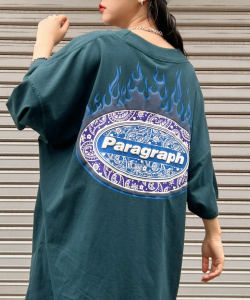Paragraph(パラグラフ)の「Paragraph(パラグラフ)/Paisley Flame T-shirt/ファイヤーフレーム バンダナ ロゴ オーバーサイズ Tシャツ(Tシャツ/カットソー・レディース・グレー/ブラック/ホワイト/グリーン/パープル・FREE)」の18枚目の写真