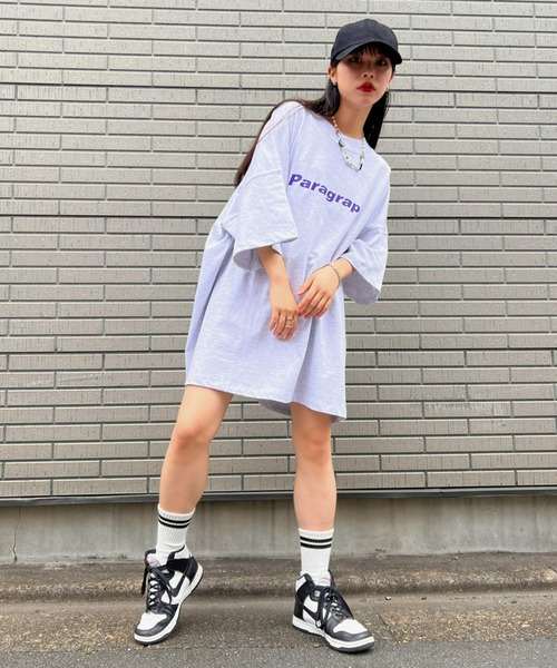 Paragraph(パラグラフ)の「Paragraph(パラグラフ)/Paisley Flame T-shirt/ファイヤーフレーム バンダナ ロゴ オーバーサイズ Tシャツ(Tシャツ/カットソー・レディース・グレー/ブラック/ホワイト/グリーン/パープル・FREE)」の12枚目の写真