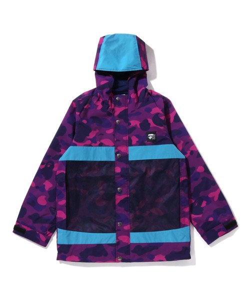 A BATHING APE(アベイシングエイプ)の「COLOR CAMO HOODIE JACKET JR(ナイロンジャケット・キッズ・グリーン/パープル・150)」の1枚目の写真