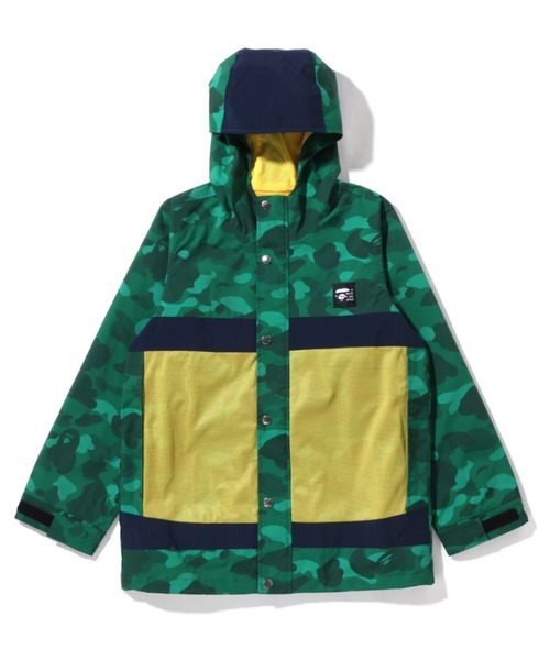 A BATHING APE(アベイシングエイプ)の「COLOR CAMO HOODIE JACKET JR(ナイロンジャケット・キッズ・グリーン/パープル・150)」の2枚目の写真