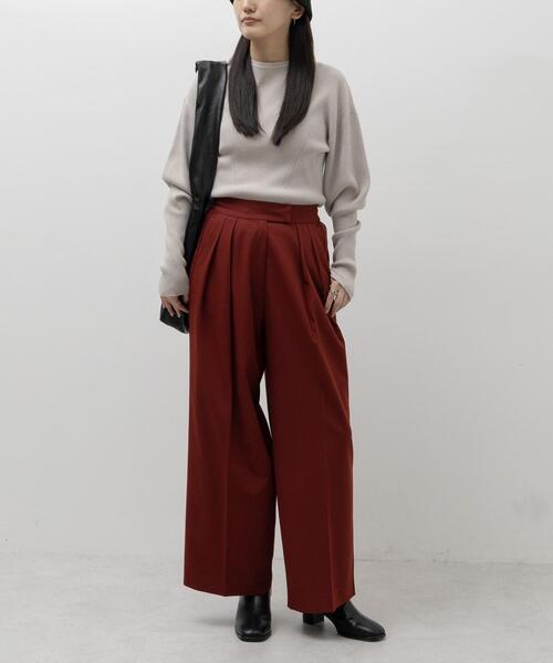 CITEN（シテン）の「＜CITEN＞2タック ワイド スラックス（スラックス・レディース・ブラック/レッド・XS/S/M）」の5枚目の写真