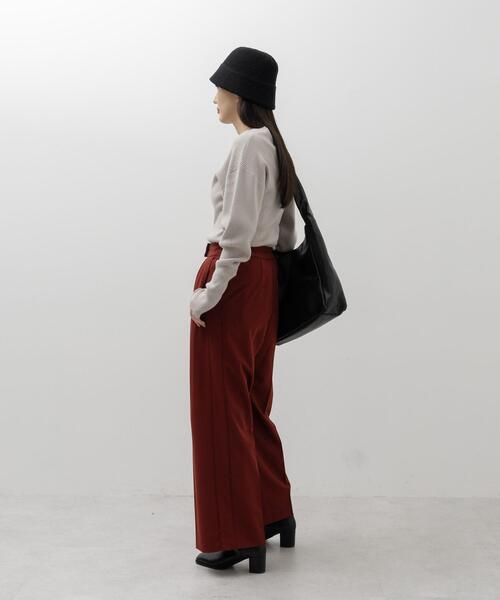 CITEN（シテン）の「＜CITEN＞2タック ワイド スラックス（スラックス・レディース・ブラック/レッド・XS/S/M）」の4枚目の写真