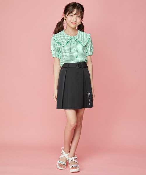 JENNI love（ジェニィラブ）の「ギンガムチェックビッグカラーブラウス（シャツ/ブラウス・キッズ・ラベンダー/グレー/グリーン・140cm/130cm/150cm/160cm）」の4枚目の写真